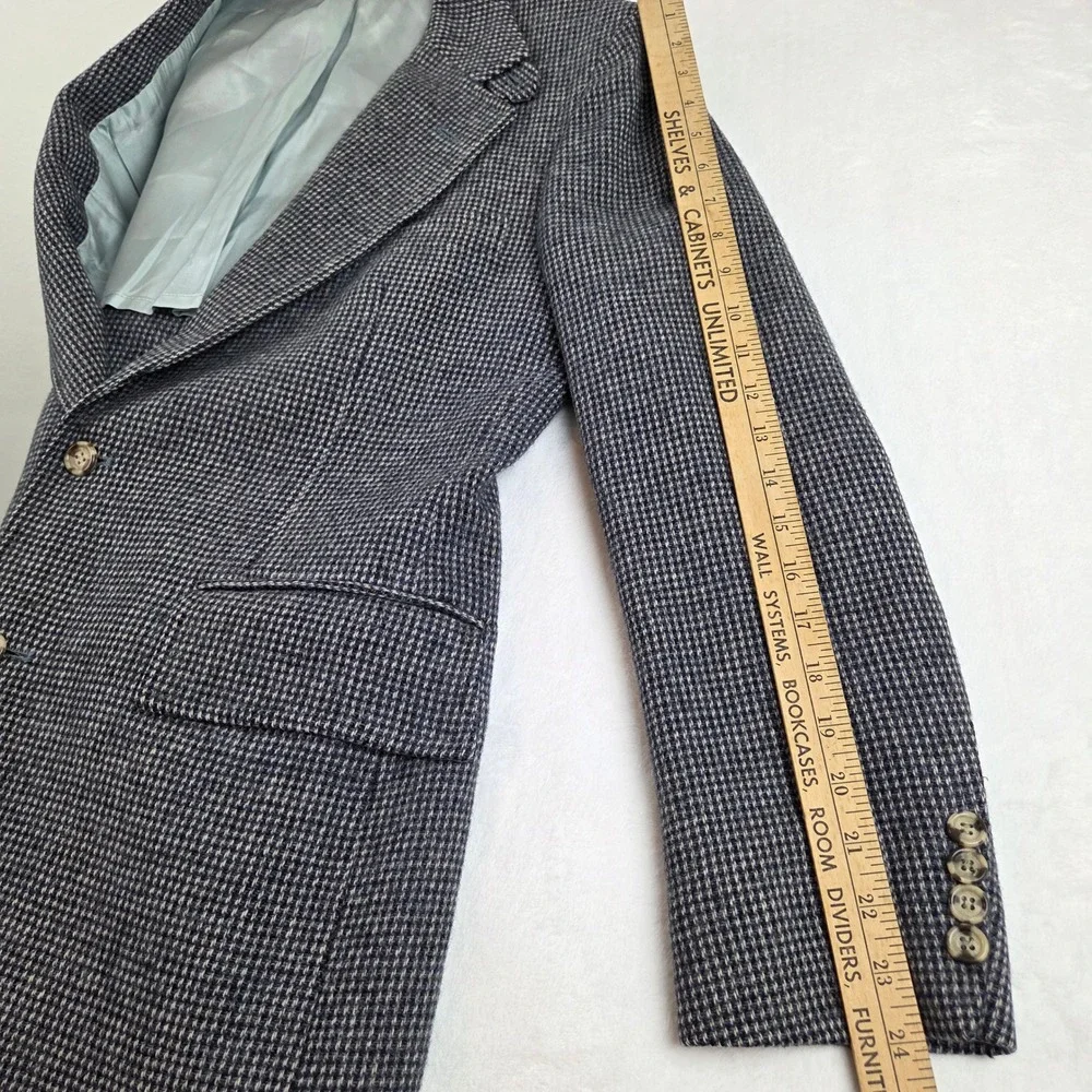 Bradstreet & Scholl Mens Blue Houndstooth Tweed Sport‎ Coat Blazer Vintage 42R
